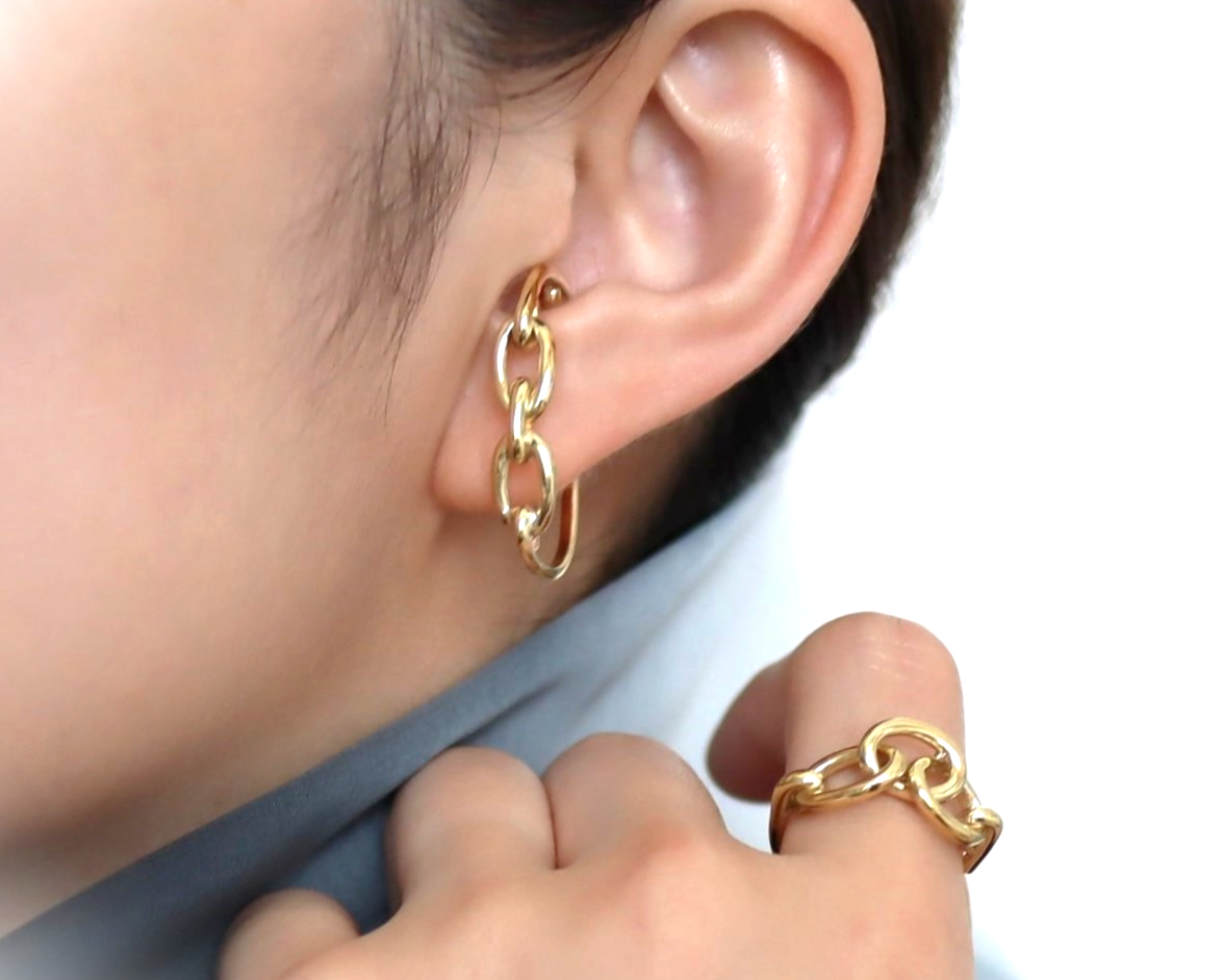 Noiseless long真鍮ノイズレスチェーンイヤーカフ ロング