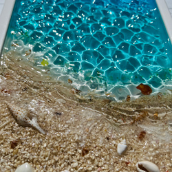 海の波紋 レジンアート 水面 水紋 砂浜　エポキシ　什器　ディスプレイ　アクセサリートレイ　インテリア　 6枚目の画像