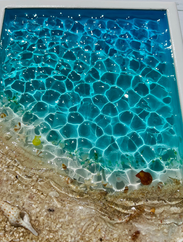 海の波紋 レジンアート 水面 水紋 砂浜　エポキシ　什器　ディスプレイ　アクセサリートレイ　インテリア　 4枚目の画像