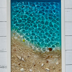 海の波紋 レジンアート 水面 水紋 砂浜　エポキシ　什器　ディスプレイ　アクセサリートレイ　インテリア　 2枚目の画像