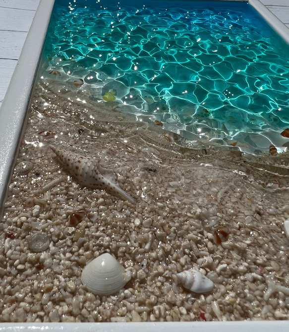 海の波紋 レジンアート 水面 水紋 砂浜　エポキシ　什器　ディスプレイ　アクセサリートレイ　インテリア　 8枚目の画像