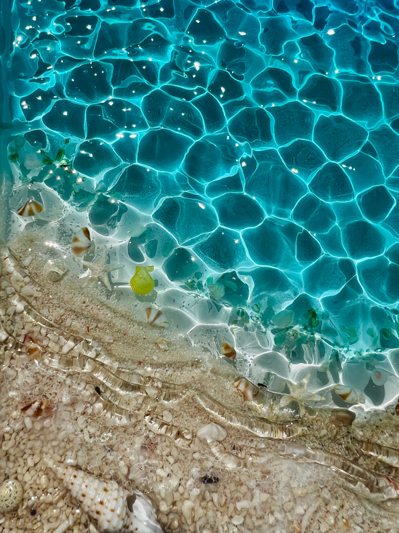 海の波紋 レジンアート 水面 水紋 砂浜　エポキシ　什器　ディスプレイ　アクセサリートレイ　インテリア　 5枚目の画像