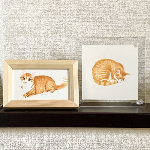 猫限定】うちの子・ペット似顔絵オーダーメイド 額付きミニ