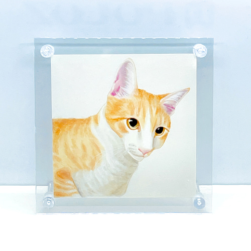 猫限定】うちの子・ペット似顔絵オーダーメイド 額付きミニ