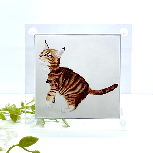 猫限定】うちの子・ペット似顔絵オーダーメイド 額付きミニ