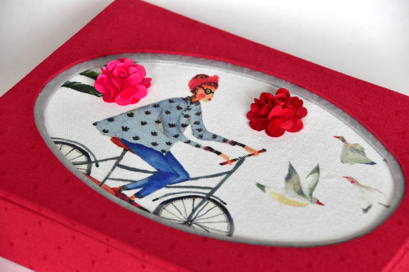 【カルトナージュ】イギリス・プレステージアス社の生地で作る額縁みたいなボックス　自転車編 2枚目の画像