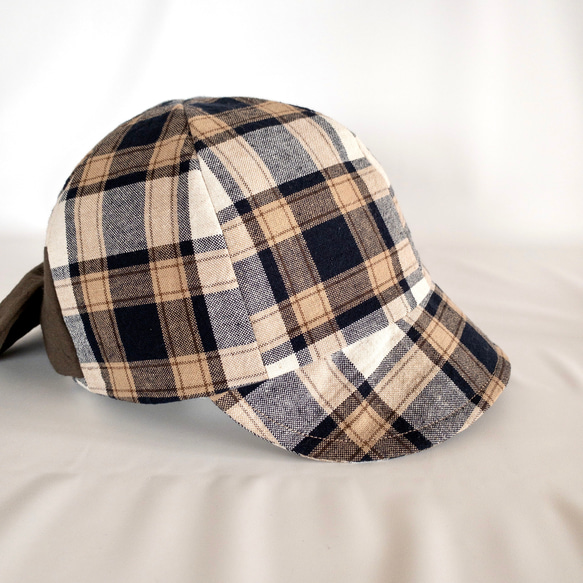 バックリボンのコットンリネン素材のキャップ【選べるサイズ受注生産】レディース帽子 5枚目の画像