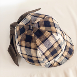 バックリボンのコットンリネン素材のキャップ【選べるサイズ受注生産】レディース帽子 3枚目の画像