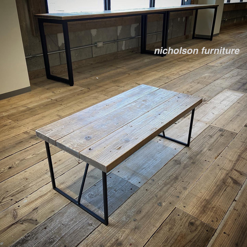 古材足場板シリーズ ローテーブル アイアン脚 【 定番品・受注生産