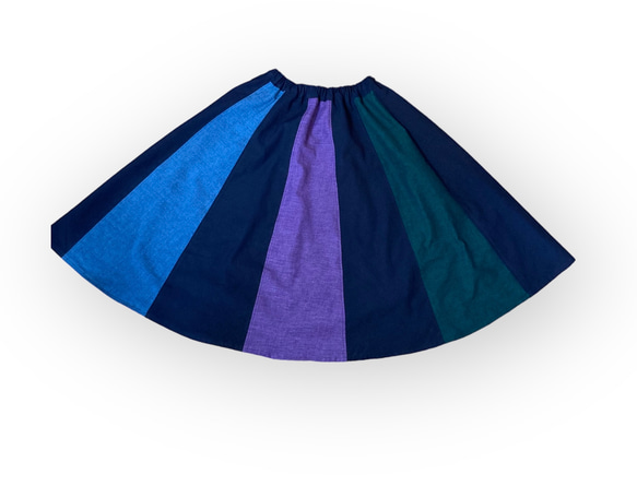 久留米絣のフレアギャザースカート 5枚目の画像