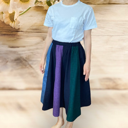 久留米絣のフレアギャザースカート 1枚目の画像