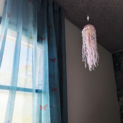 ムラサキクラゲのモビール クラゲ ミズクラゲ くらげ ゼリーフィッシュ サンキャッチャー 吊るし飾り 海月 海 夏 鳥 9枚目の画像