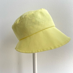 【受注製作】 優しい黄色のバケットハット 帽子 大人可愛い リネン レモンイエロー バケハ 小さい 9枚目の画像