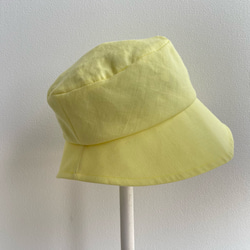 【受注製作】 優しい黄色のバケットハット 帽子 大人可愛い リネン レモンイエロー バケハ 小さい 8枚目の画像