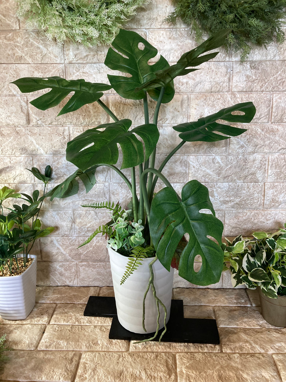光触媒　人工観葉植物　ウォールグリーン　フェイクグリーン　モンステラポットＧＲ 人工観葉植物 ウォールグリーン フェイクグリーン モンステラ