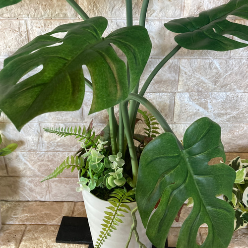 光触媒 人工観葉植物 ウォールグリーン フェイクグリーン oモンステラh