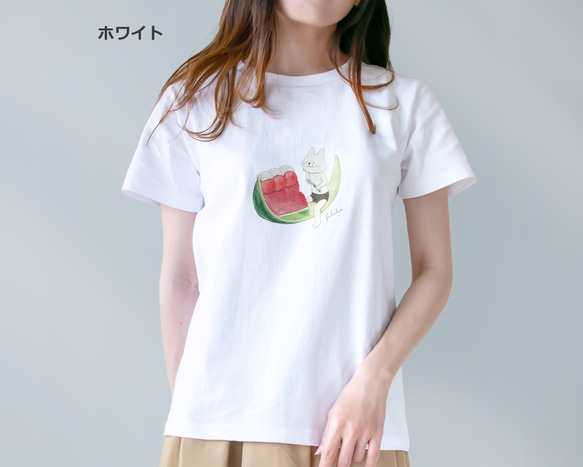 選べるスイカゼリーとネコぱんのTシャツ【受注制作】 5枚目の画像