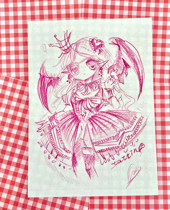 no.10『ヴァンパイアとミニコウモリさん』 手描きイラスト オリジナル