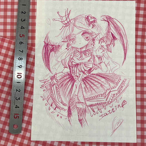 no.10『ヴァンパイアとミニコウモリさん』 手描きイラスト オリジナル