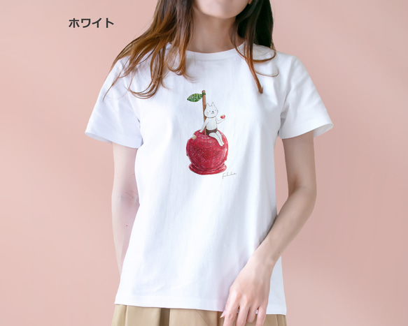 選べるりんご飴とネコぱんのTシャツ【受注制作】 6枚目の画像