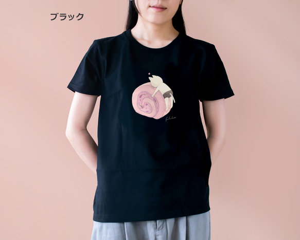 選べる桜ロールケーキとネコぱんのTシャツ【受注制作】 5枚目の画像