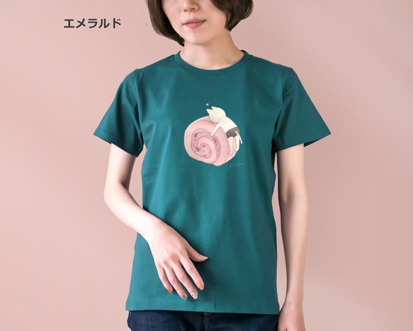 選べる桜ロールケーキとネコぱんのTシャツ【受注制作】 8枚目の画像