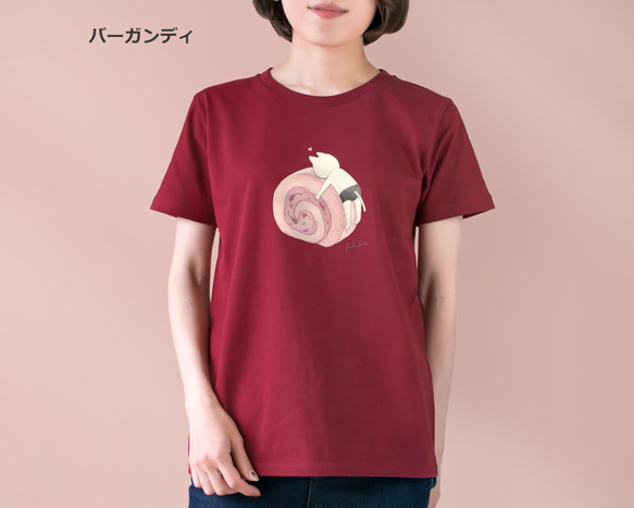 選べる桜ロールケーキとネコぱんのTシャツ【受注制作】 7枚目の画像