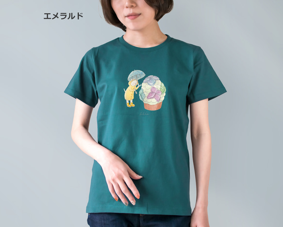 選べる紫陽花カップケーキとネコぱんのTシャツ【受注制作】 5枚目の画像