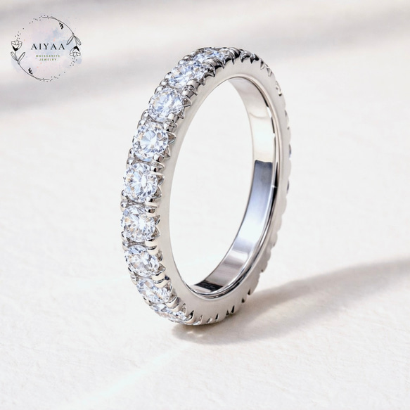 モアサナイト Dカラー VVS1 3mm フルエタニティリング（シルバー925