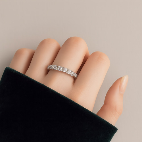 モアサナイト Dカラー VVS1 3mm フルエタニティリング（シルバー925