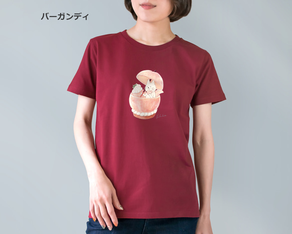 選べる桃タルトとネコぱんのTシャツ【受注制作】 8枚目の画像