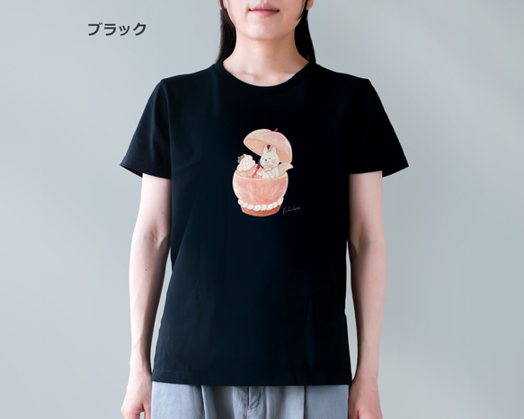 選べる桃タルトとネコぱんのTシャツ【受注制作】 5枚目の画像