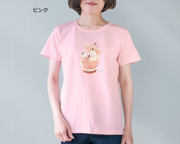選べる桃タルトとネコぱんのTシャツ【受注制作】 9枚目の画像