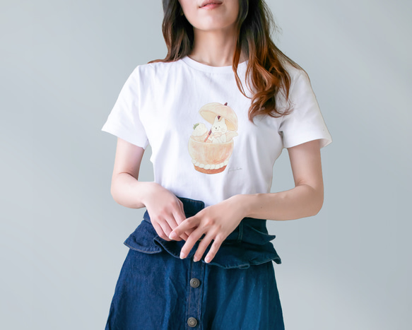 選べる桃タルトとネコぱんのTシャツ【受注制作】 2枚目の画像