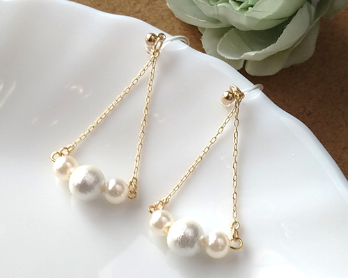 DAUGHTERS JEWELRY 花 パール 両耳ピアス フラワーパール パーティーピアス｜ピアス・イアリング - niana