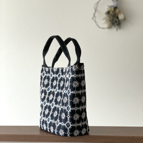 ⚮̈ミナペルホネン anemone navy ボーラーあり 楕円底トート トート