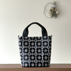 ⚮̈ミナペルホネン anemone navy ボーラーあり 楕円底トート トート 