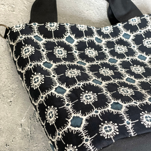 ⚮̈ミナペルホネン anemone navy ボーラーあり 楕円底トート トート