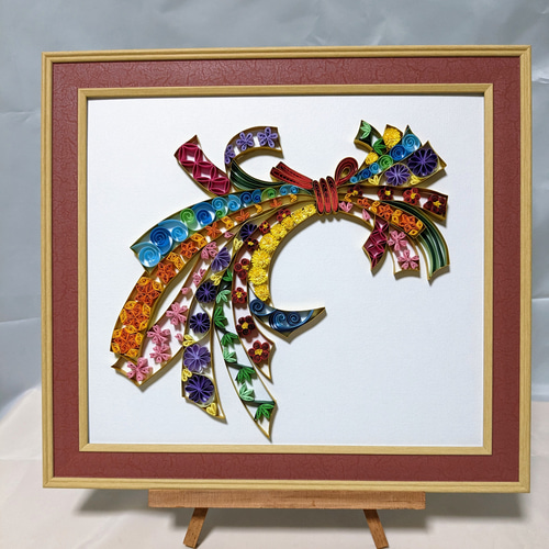 ペーパークイリング 幸せ運ぶ束ね熨斗 クイリングアート 色紙サイズ