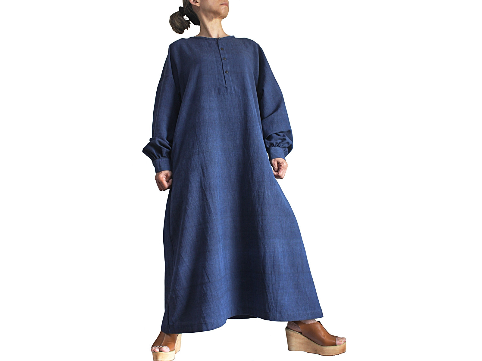 ジョムトン手織り綿寛ぎのロングドレス（DFS-073-03）