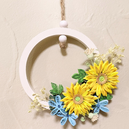 ペーパークイリング ひまわりリース 立体・オブジェ ツジウ 通販