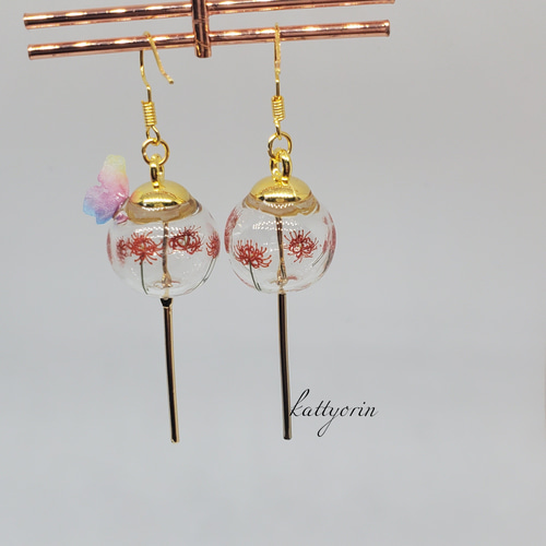 選べるデザイン☆金魚or朝顔☆風鈴ピアス／イヤリング ピアス