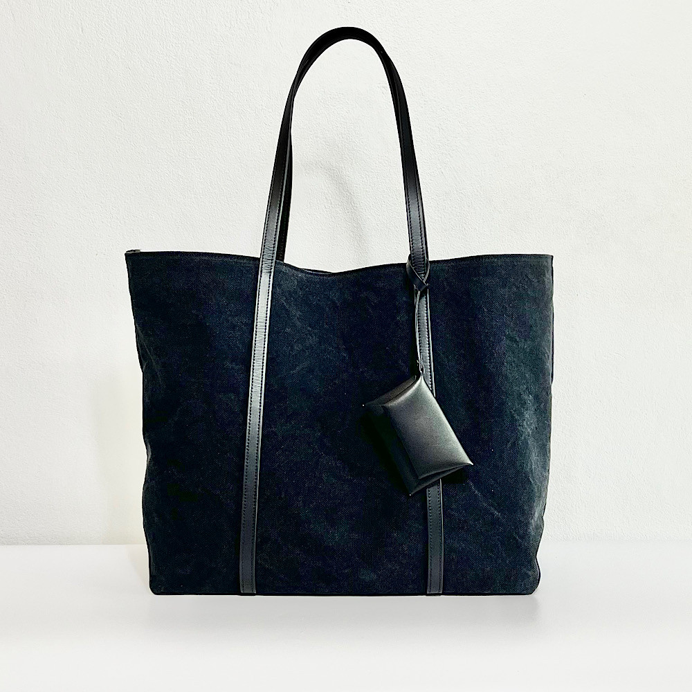 名入れ　キャンバスレザーバッグL （本革ポーチ付き）　大容量バッグ　旅行バッグ　通勤バッグ　お稽古バッグ