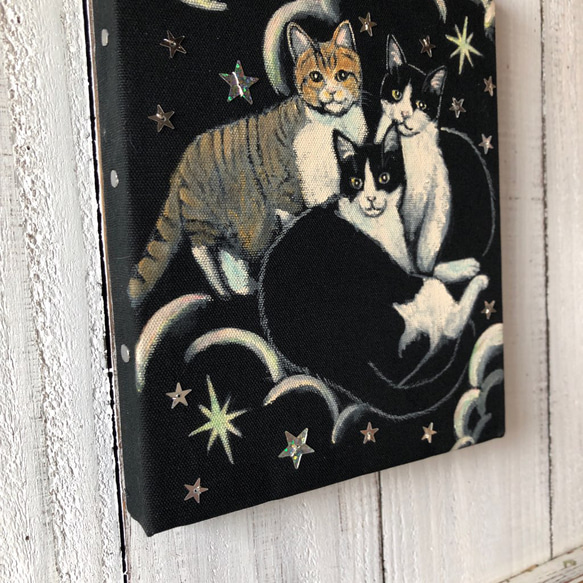 「何してあそぶ？」F0サイズ アート作品 原画 猫 星 徳島洋子作品 ★ 星月猫 4枚目の画像