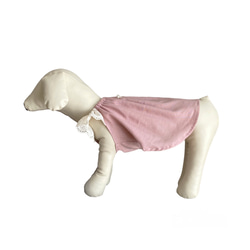 犬服  フレンチリネン ギャザーフリルキャミソール(ピンク) 4枚目の画像