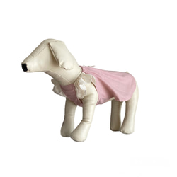 犬服  フレンチリネン ギャザーフリルキャミソール(ピンク) 2枚目の画像