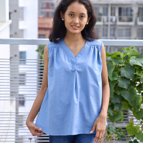 ハンドメイド/ノースリーブトップス（コットン100%） カットソー Jonno  