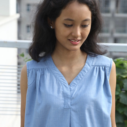 ハンドメイド/ノースリーブトップス（コットン100%） カットソー Jonno  