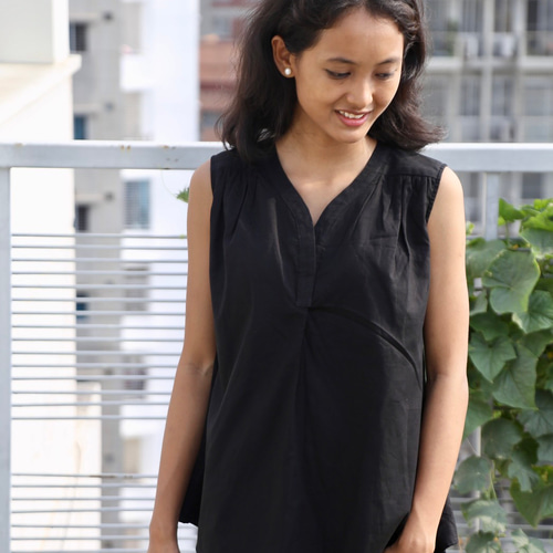 ハンドメイド/ノースリーブトップス（ハイカウントコットン100  