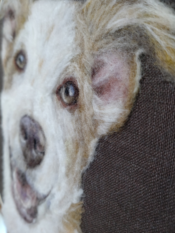 【ウールペインティング】羊毛フェルト、犬、フェルトペインティング、刺繍枠 2枚目の画像